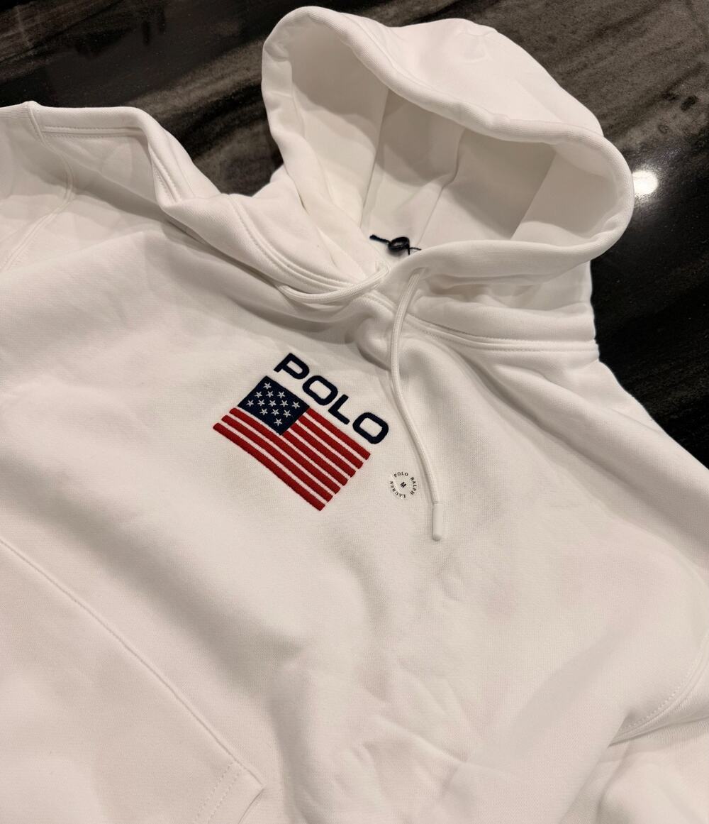 Polo Ralph Lauren Mens Medium USA Flag Fleece Hoodie NWT Applique Pullover
